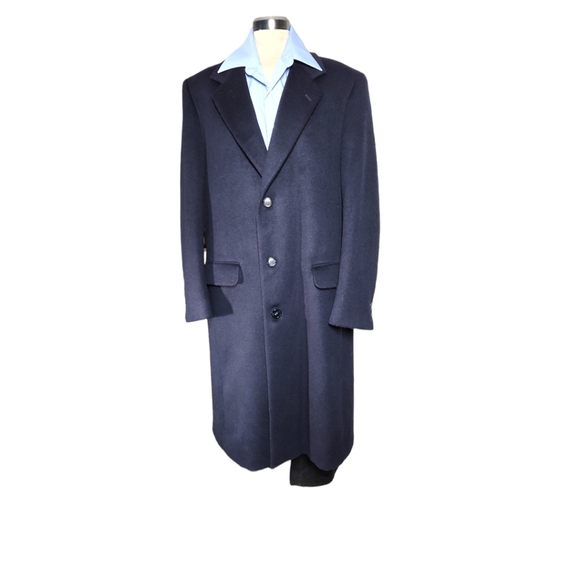 Moores Lanificio Vallombroso 42 tall WOOL AND CASHMERE blue men's long coat - Picture 12 of 15
